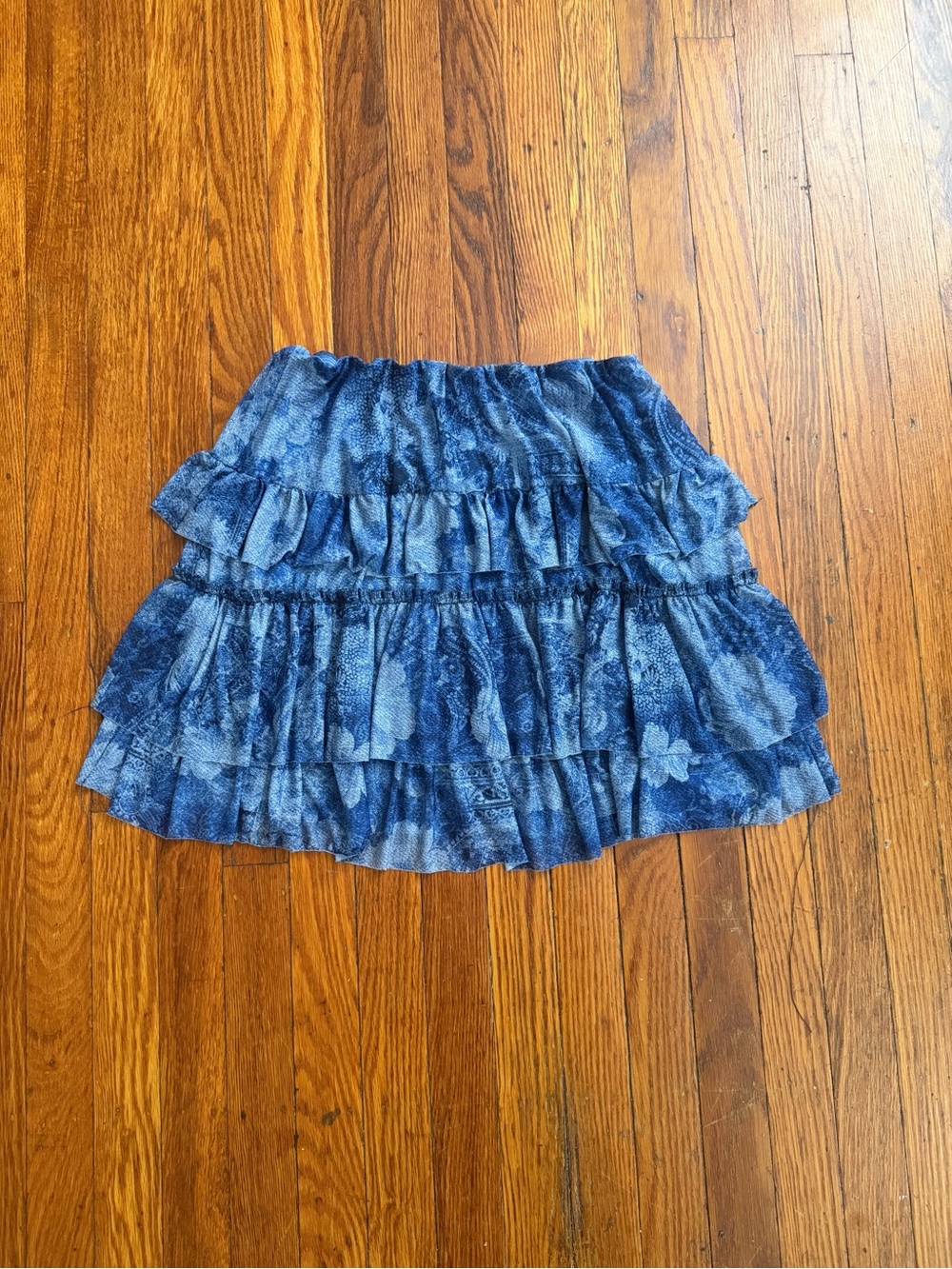 Fashion Nova Blue Tiered Floral Mini Skirt